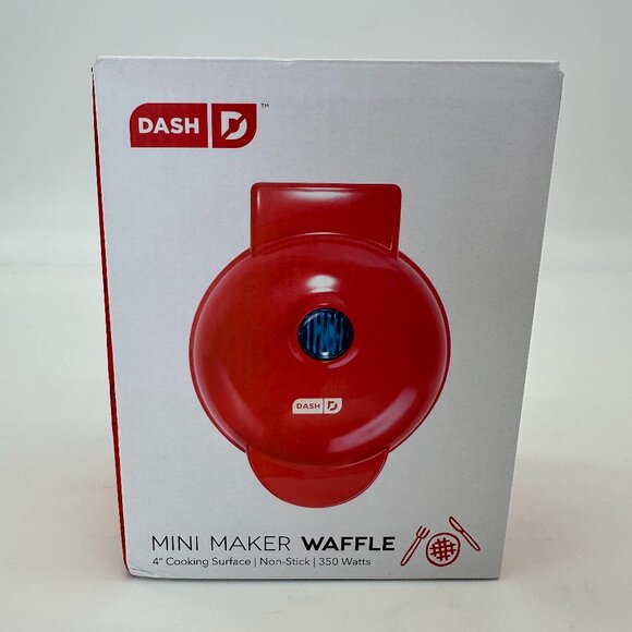 DASH Mini Maker Waffle Iron 4" Non-Stick Red – Brand New in Box - Picture 1 of 5